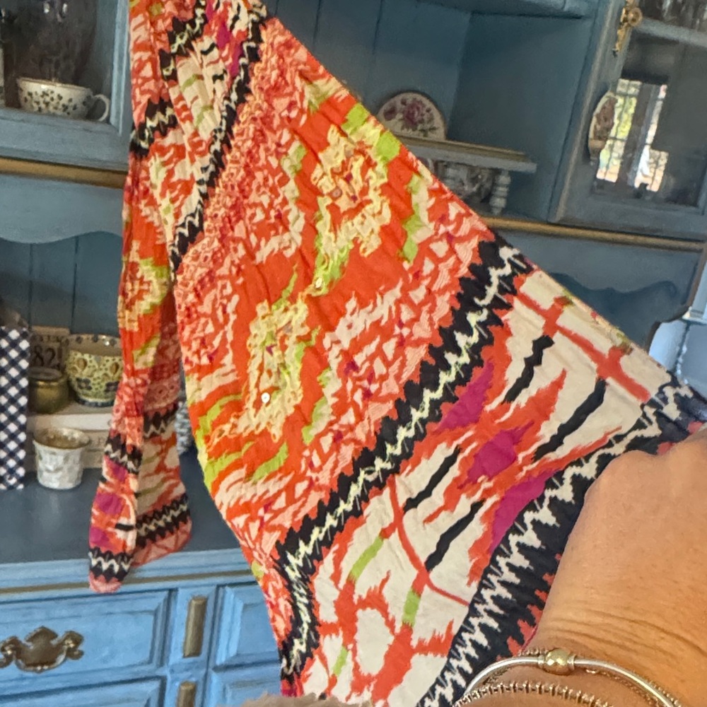 Olsenboye Orange and Pink Patterned Scarf - Picture 8 of 10